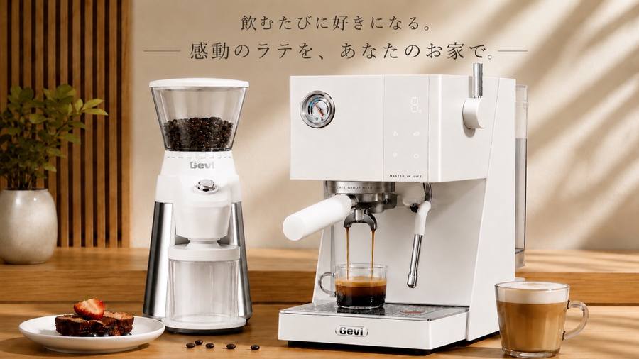 Gevi ECMN0 エスプレッソマシン + 専用グラインダー